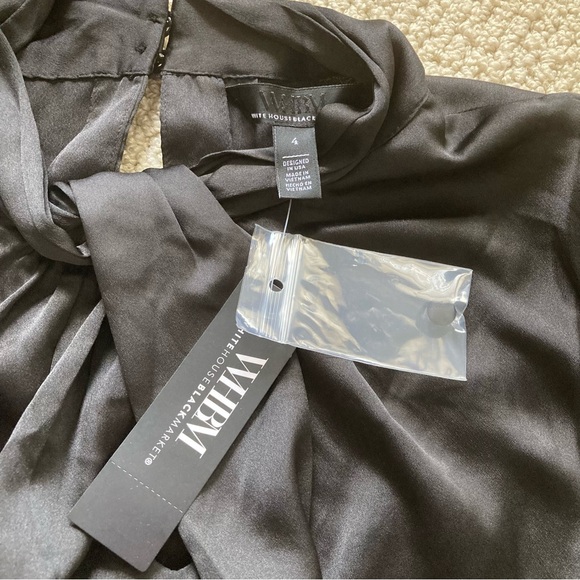 NEW White House Black Market Long Sleeve Twist Neck Satin Blouse Size 4 NWT - Picture 7 of 15
